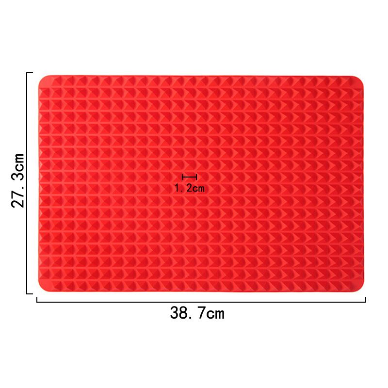 3pcs Red Silicone Baking Mat - 15x10.6" Non Stick Baking Mat With Fat Filtering Red Pyramid Design, Suitable for Oven & Microwave - Flexible & Easy-to-Clean Silicone Cooking Mats