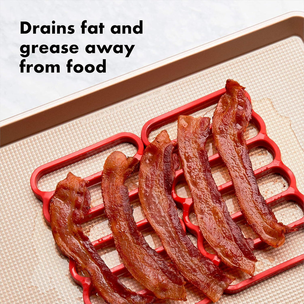 Good Silicone Roasting Racks, 2-Pack,Red, Silicone Roasting Racks Non Stick Easy-Clean Cooling Rack
