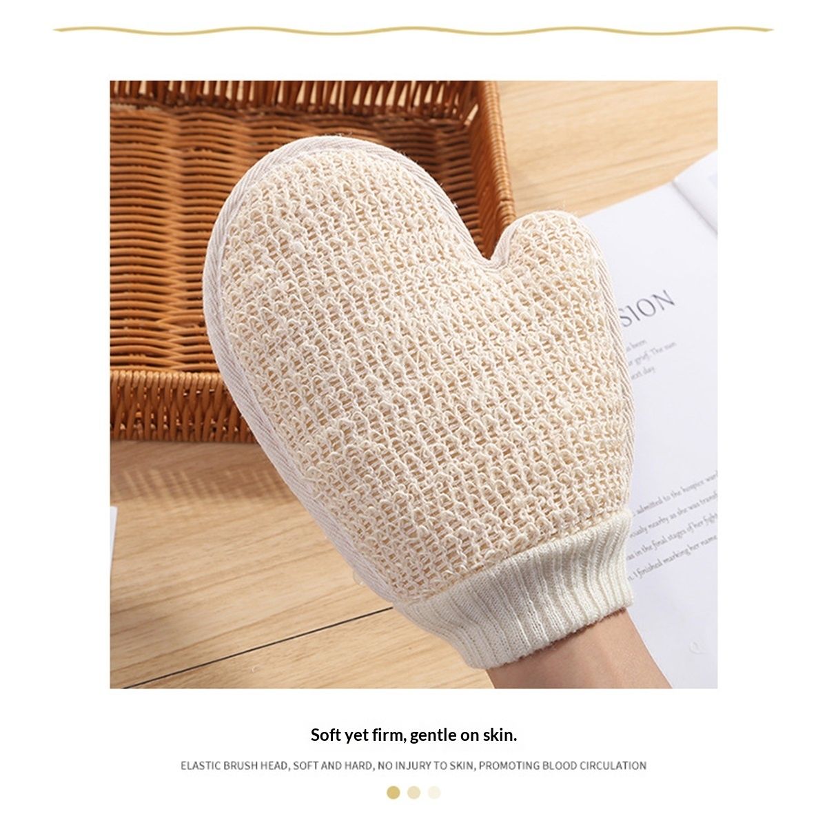Exfoliating Bath Glove | 4 Glove | for Exfoliation & Strawberry Legs | Gently Removes Dead Skin Cells |  Ramie Fabric | Prevents Ingrown Hair & Body Acne| for Sensitive Skin