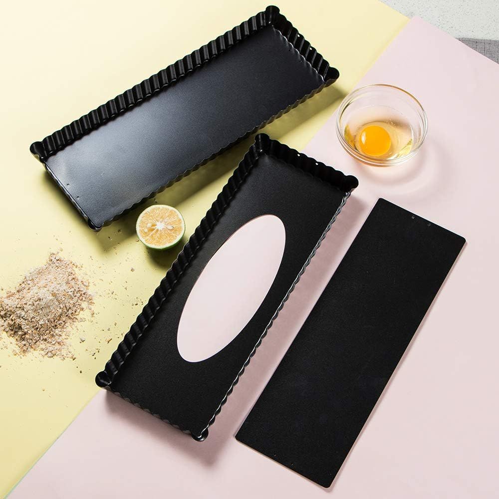 2pcs Extra Long Non-Stick Tart and Quiche Pan, the Fluted Edges on Your Tarts and Quiches will Add a Touch of Flair, 14 x 4.3-Inch