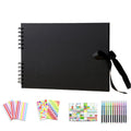 80 Pages Scrapbook Album with  Metallic Markers,Craft Paper Photo Album for Wedding and Anniversary, Family DIY Scrapbook Accessories with Scrapbooking Stickers Corners(Black)…