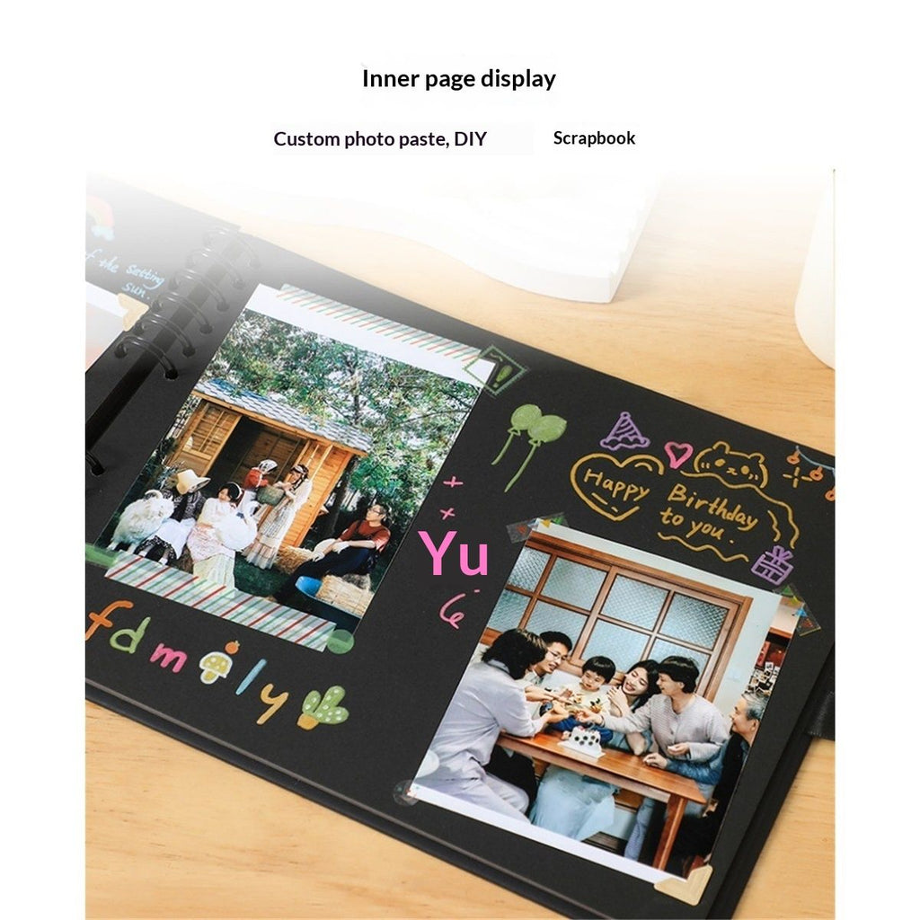 80 Pages Scrapbook Album with  Metallic Markers,Craft Paper Photo Album for Wedding and Anniversary, Family DIY Scrapbook Accessories with Scrapbooking Stickers Corners(Black)…