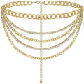 Multilayer Chain Belt Rhinestone Metal Chain Belts for Women Punk Gold Waist Chain 130cm Western Metal Belt for Women Cowgirl Boho Waist Chain Belt for Dresses Jeans Pants