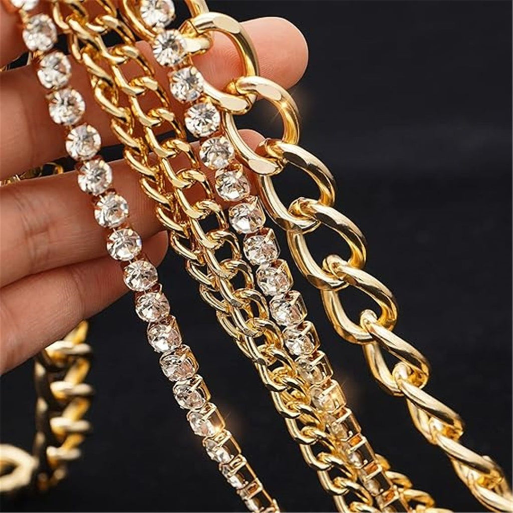 Multilayer Chain Belt Rhinestone Metal Chain Belts for Women Punk Gold Waist Chain 130cm Western Metal Belt for Women Cowgirl Boho Waist Chain Belt for Dresses Jeans Pants