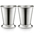 Mint  Cup Beautifully Handcrafted - 12oz 4.5" Tall Silver Glasses, Classic Stainless Steel Cocktail Glasses with Beaded Trim Border for Party Beer Juice Beverage Bar Home Restaurant