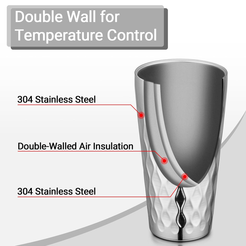 Stainless Steel Cups 19 oz, 4 Pack Large 18.6oz 550ml Stainless Steel Drinking Cups Tumbler Stackable Double Wall Insulated Individual Metal Pint  Tin for Home Party Camping