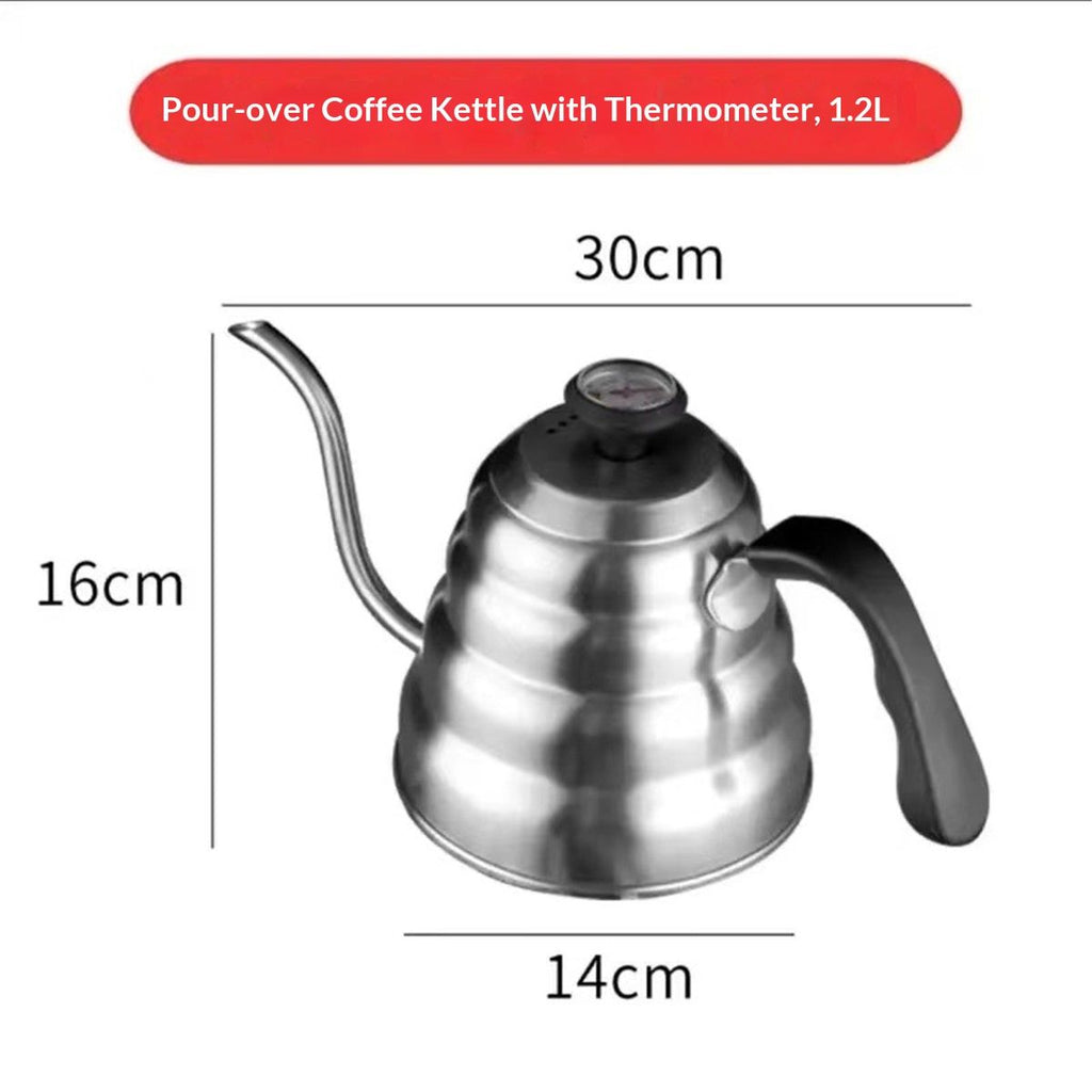 1.2L Pour Over Coffee Kettle, Small Gooseneck Kettle with Thermometer and Ergonomic handle, Pour Over Kettle Stainless Steel  Gooseneck Tea Kettle for all occasions.