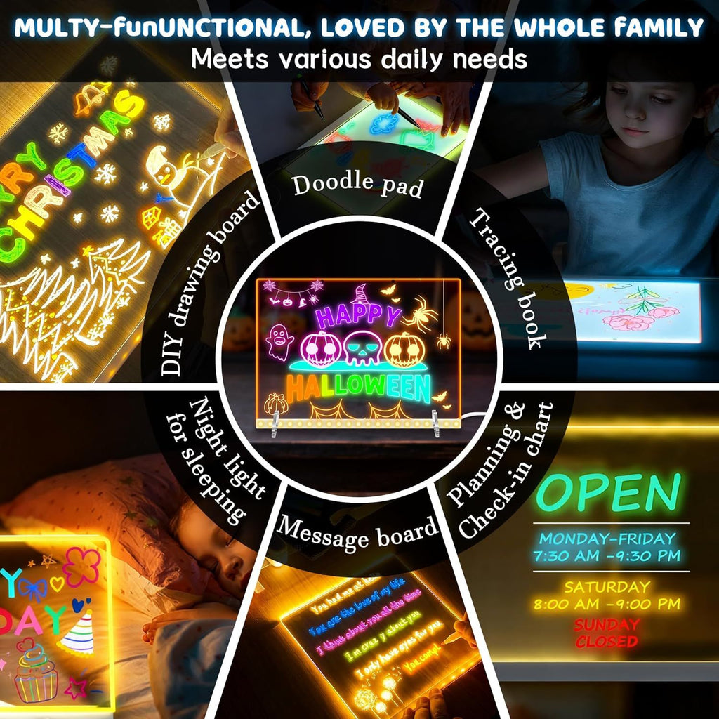 LED Drawing Board  Doodle Glow Board for Christmas Gift, Room/Store/Festival,etc LED Glow Drawing Board