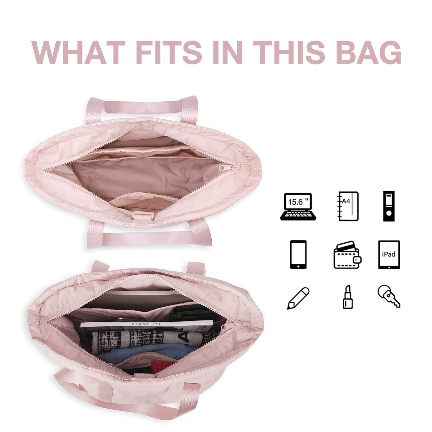 Tote Bag for Women, Tote Bag with Zipper Work Tote with Compartments Nurse Shoulder Hanbag for Travel, Gym
