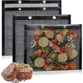 BBQ Mesh Grill Bags for Outdoor Grill Reusable, 3 PCS Non-Stick Barbecue Bags for Charcoal Gas Electric Grills Smokers BBQ Veggie Grill Bags for Cooking Vegetables Grilling Bag Pouches Heat-Resistant