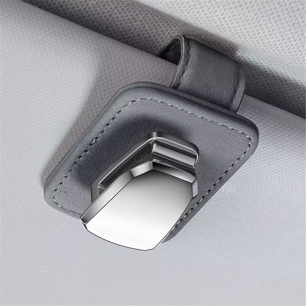 Sunglasses Holder for Car, One-Handed-Operation Leather Sunglasses Clip for Car Sun Visor, 5Pack Durable Eyeglasses Holder and Ticket Card Clip, Auto Interior Car Visor Accessories
