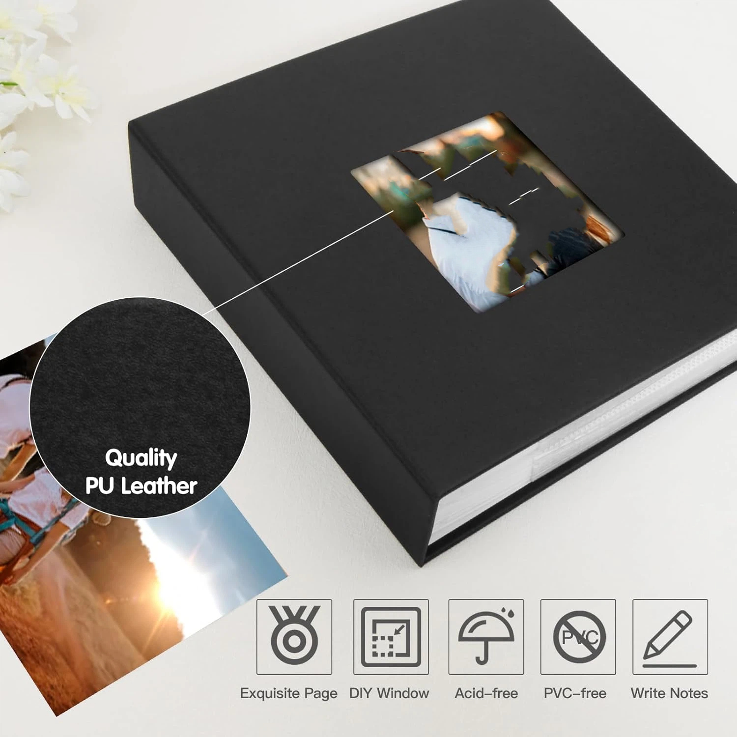 Photo Album 8x10 Linen Picture Book 26-Page Album Holds 100 Photos Art Presentation Folder for Picture or Certificates Storage