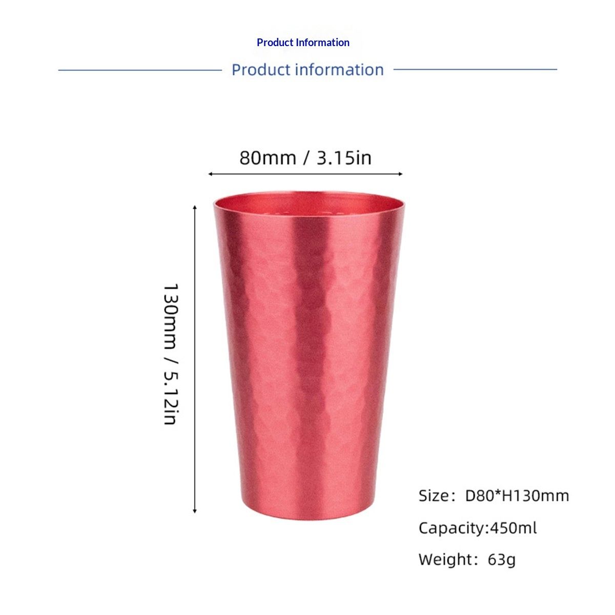Colorful Aluminum Drinking Cups Set of 6, Colored Metal Tumblers, Shatter Resistant, Stackable, 6 Metallic Colors- 15.8 Ounces/450ml