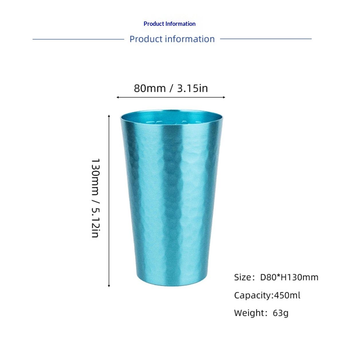 Colorful Aluminum Drinking Cups Set of 6, Colored Metal Tumblers, Shatter Resistant, Stackable, 6 Metallic Colors- 15.8 Ounces/450ml