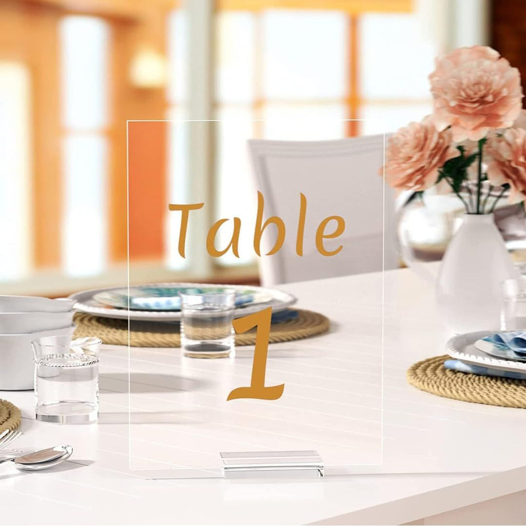 20 Pack Acrylic Sign Holders, Clear Acrylic Sign Stand,Acrylic Table Number Holder for Wedding Table Number/Sign/Car