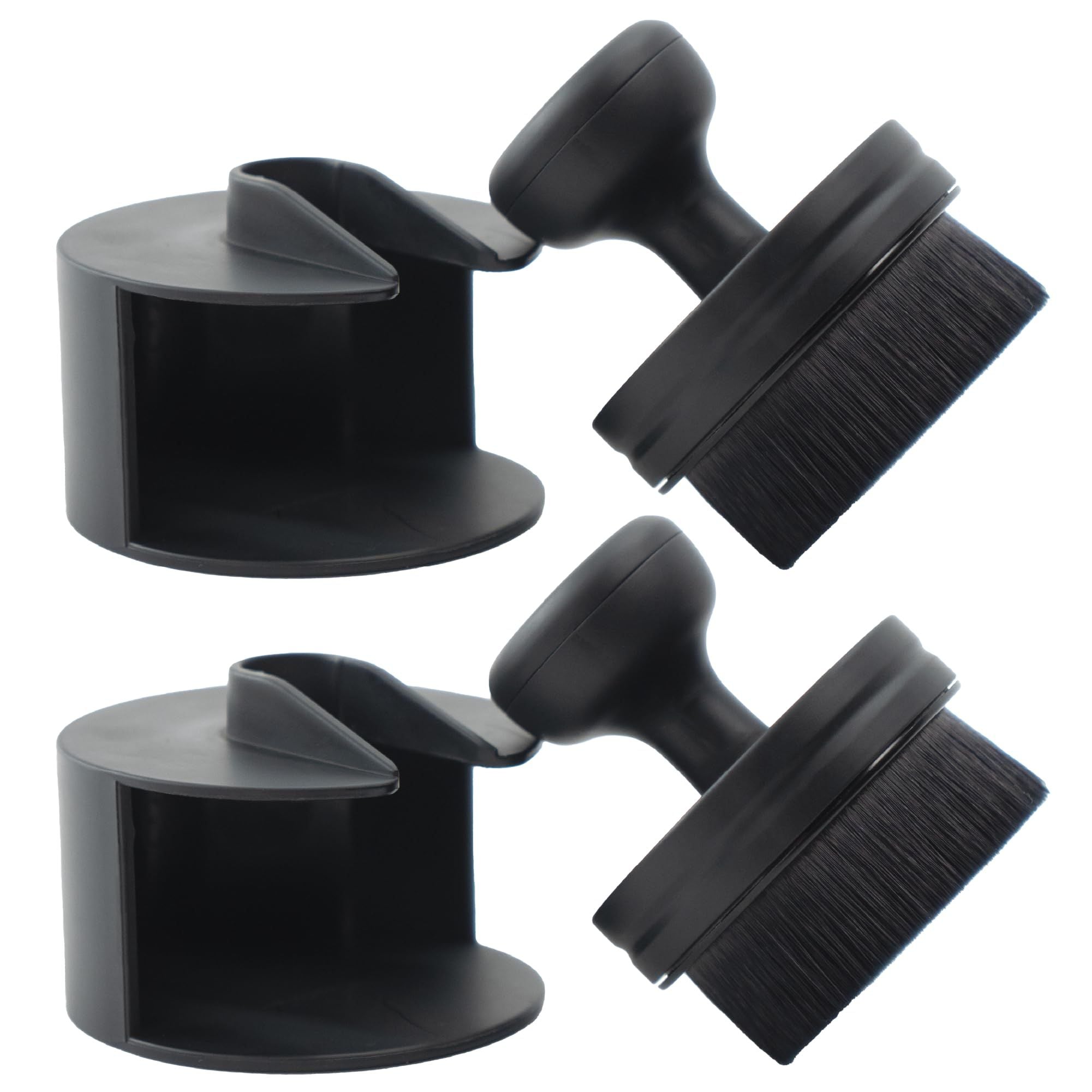 Tire Shine Applicator Brushes, Automotive Tire Dressing Applicator Brush, Storage Stand Included for Tire Detailing and Car Wash Kit, Black, 2.3 Inch Diameter, 2 Pack