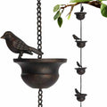 Metal Bird Rain Chain for Gutters, Rust-Resistant Outdoor Rain Catcher with Hanging Gutter Adapter, Perfect for Heavy Rain, Indoor/Outdoor Decoration, Dark Bronze Finish