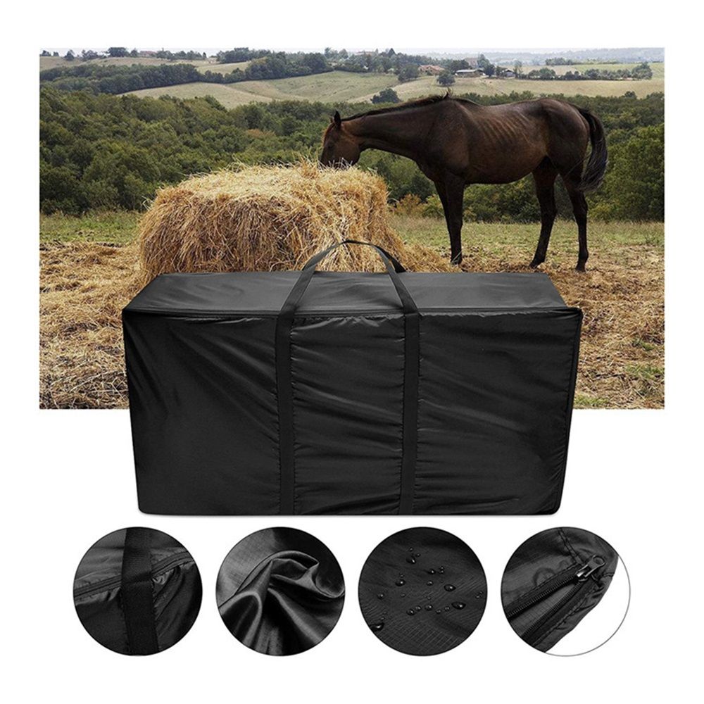 Hay Bale Storage Bag- Horse Hay Bag Black Heavy Duty for Horse Goats Storage Container Feeding Supplies for Feed Trailer,110*40*60cm