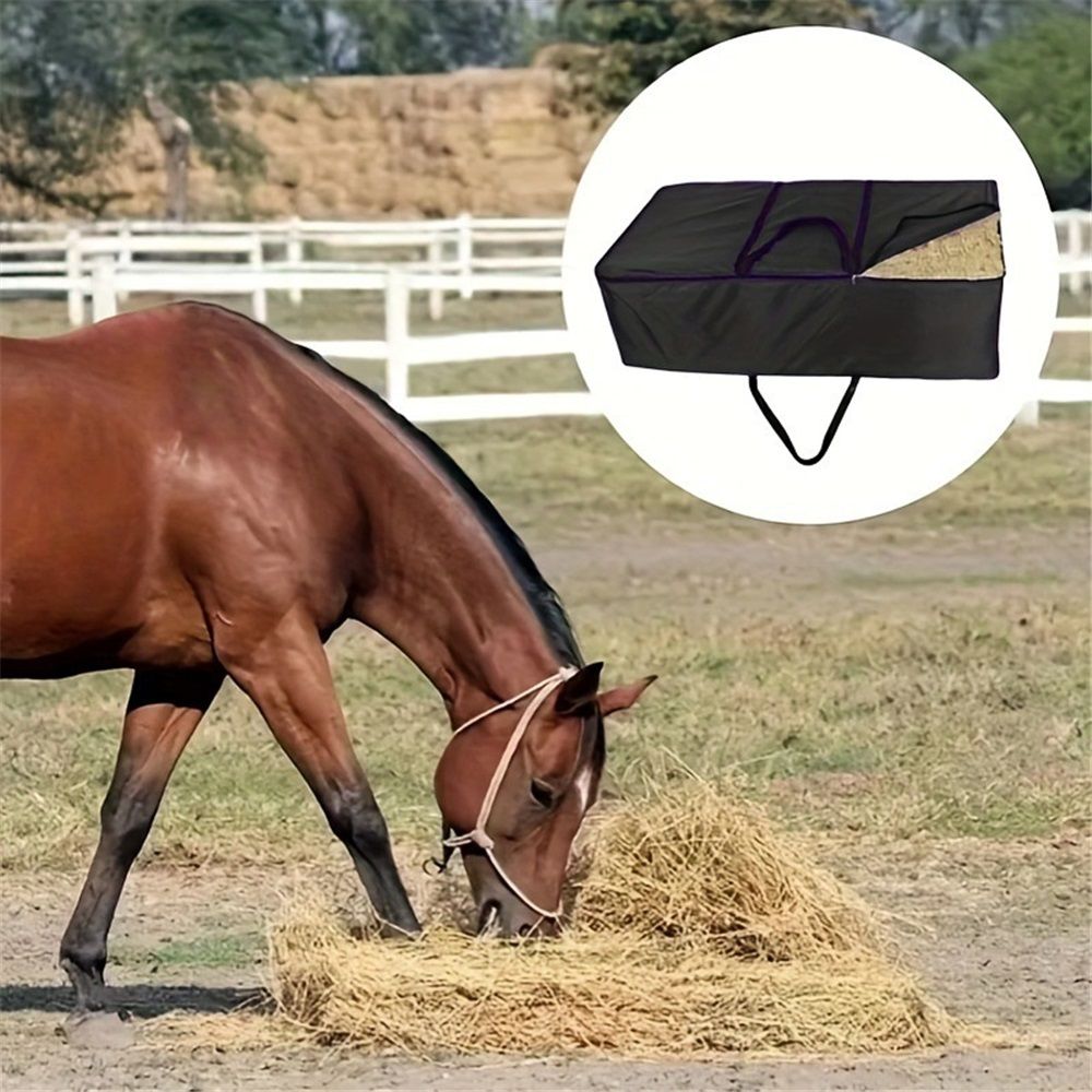 Hay Bale Storage Bag- Horse Hay Bag Black Heavy Duty for Horse Goats Storage Container Feeding Supplies for Feed Trailer,110*40*60cm