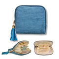 Small Travel Jewelry Case, Soft Velvet Organizer Pouch for Bangle, Bracelets, Large Earrings, Beaded necklace, Portable Jewelry Bag Holder for Travel & Everyday Use - Peacock Blue