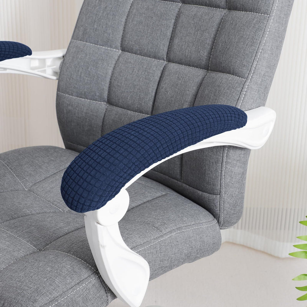 4 pieces of office chair gloves, waterproof polyester elastic band, computer office chair armrest cushion cover, office chair armrest sliding cover, navy blue