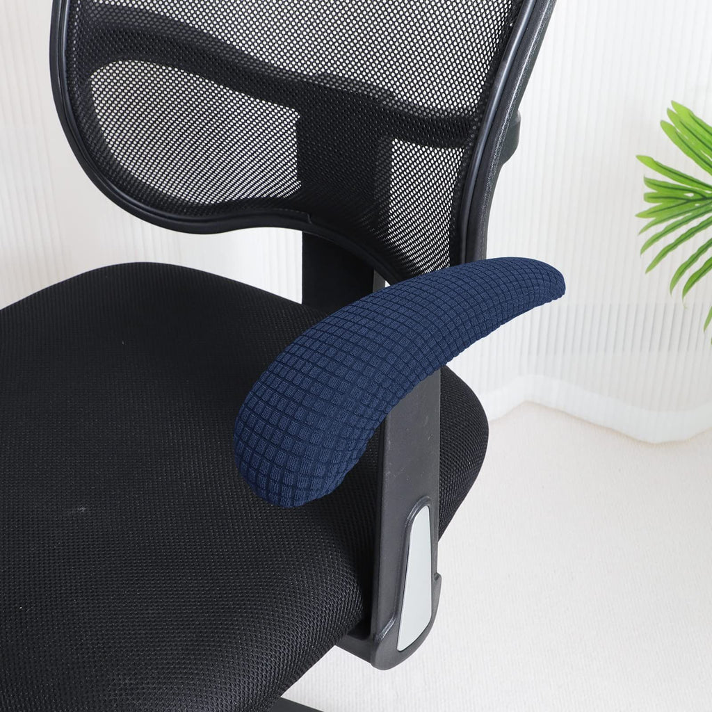 4 pieces of office chair gloves, waterproof polyester elastic band, computer office chair armrest cushion cover, office chair armrest sliding cover, navy blue