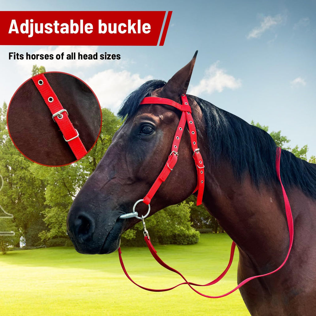 MPitcher head, horse riding, water reins, reins, sizes, pony reins, water reins, reins, equestrian supplies（Red small size below 1.3m）
