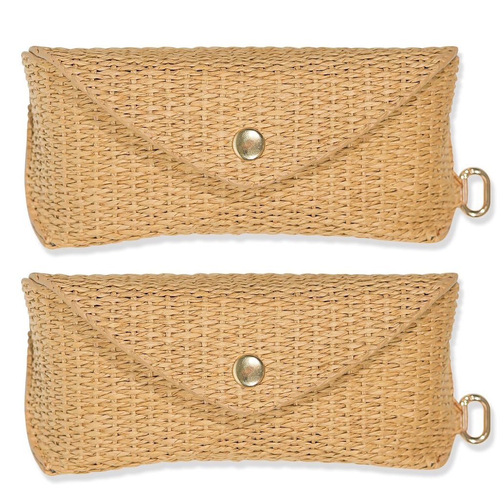 2pcs Sunglasses Case Hard Shell Glasses Eyeglass Travel Pouch Women Men Eyewear Organizer Holder with Clip（apricot）