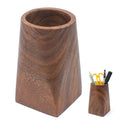 Walnut Wooden Pencil Box, Multiple-Use Desk Writing Stationary Organizer Wood Pen Holder Cups Office School Supplies Storage (Circular pen holder)