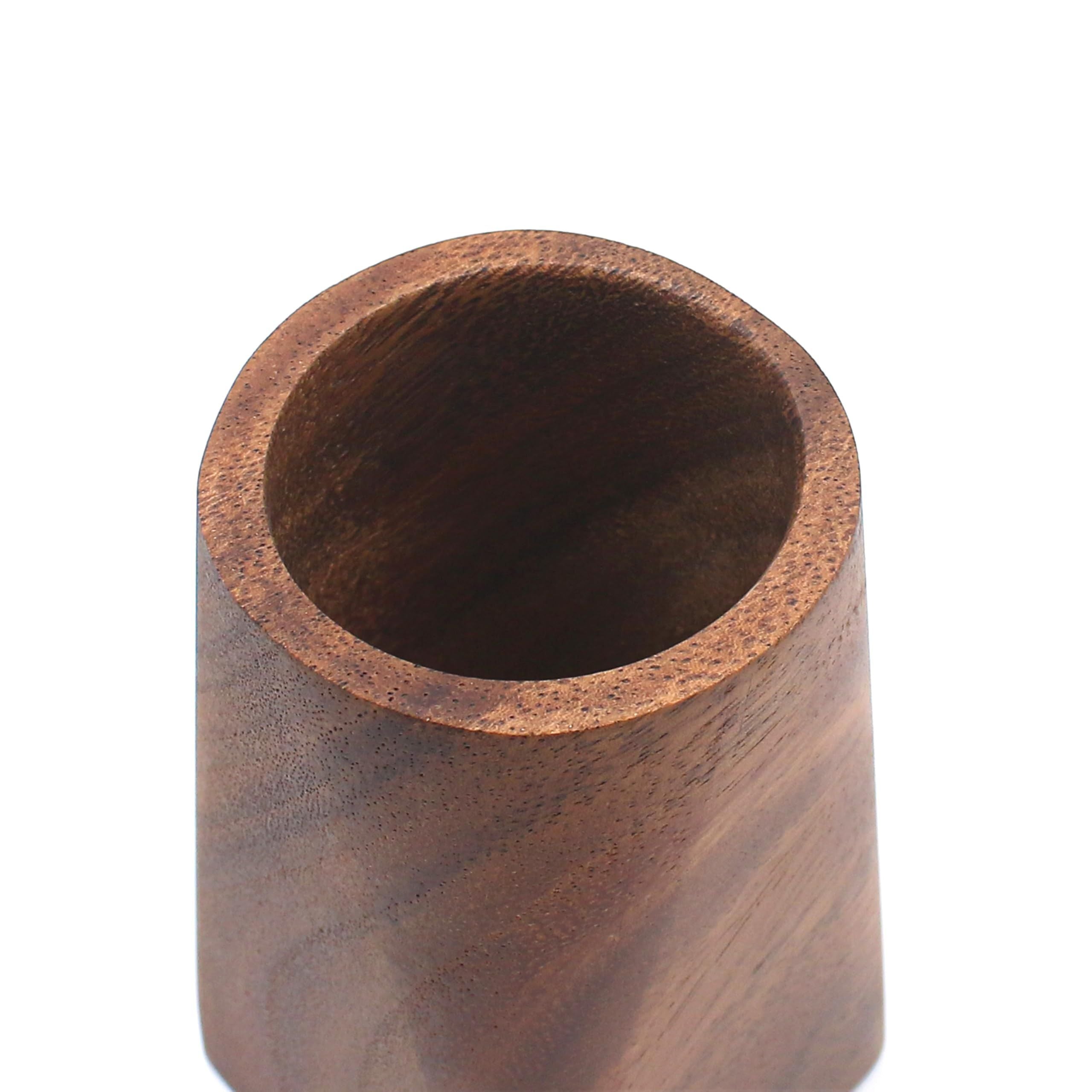 Walnut Wooden Pencil Box, Multiple-Use Desk Writing Stationary Organizer Wood Pen Holder Cups Office School Supplies Storage (Circular pen holder)