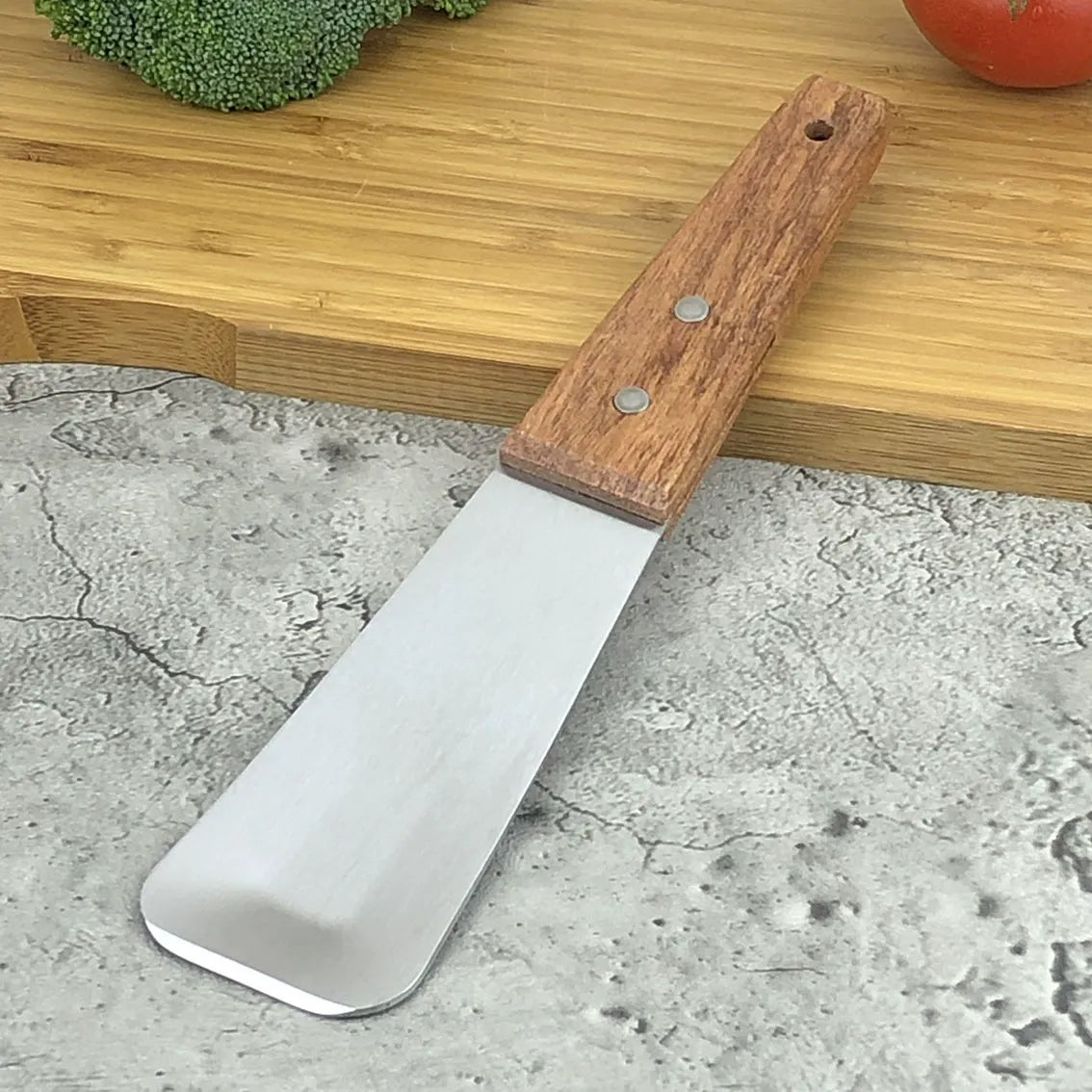 Stainless Steel Ice Cream Scoop with Ergonomic Wooden Handle for Scooping Hard Frozen Gelato Sorbet and Dessert Preparation