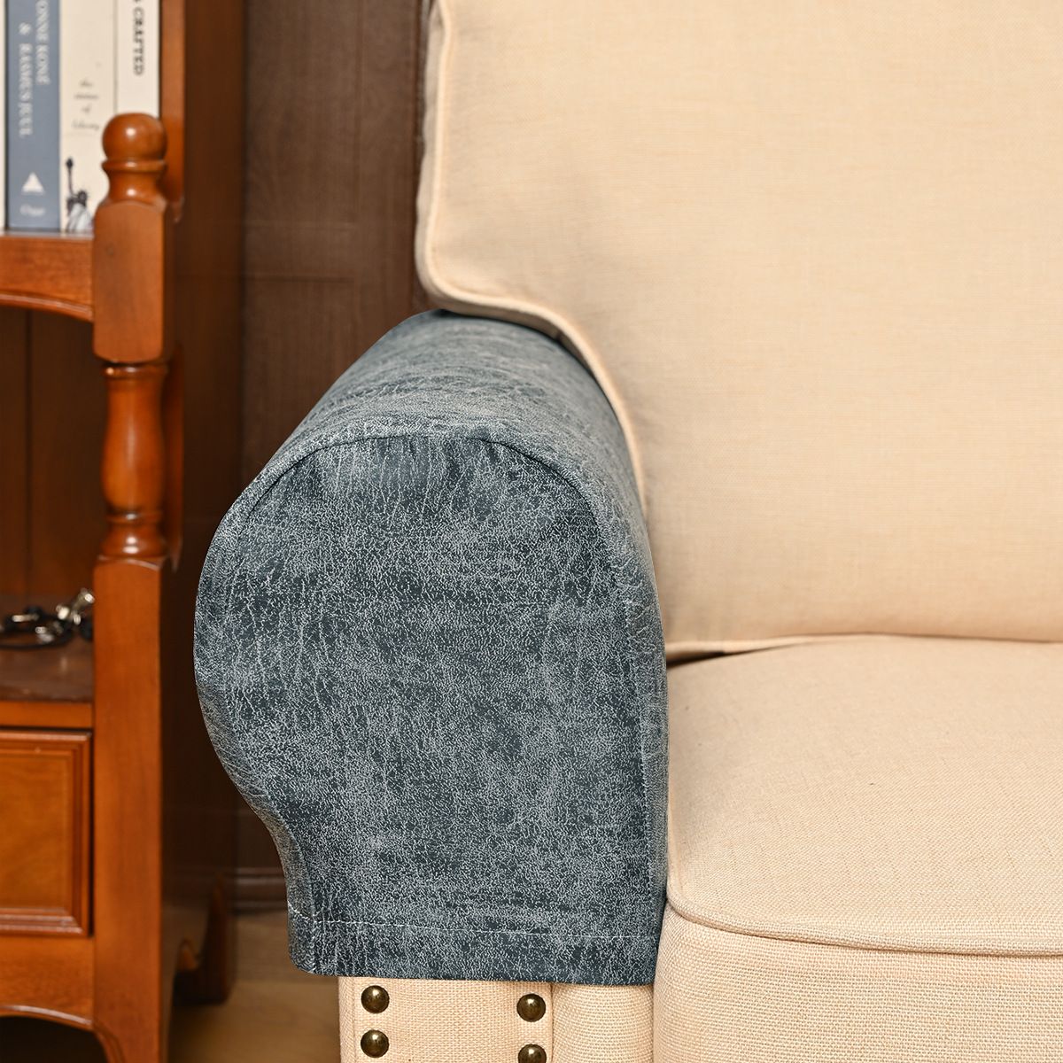 Waterproof Sofa Arm Slipcovers Stretch Armrest Covers for Chairs and Couch Soft Armrest Slipcover Anti-Slip Furniture Protector for Recliner and Armchairs Set of 2 Light Gray