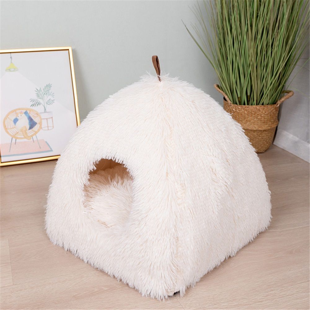 Rabbit Bed and Hideout, Warm Calming Cave Bed for Ferrets, Guinea Pigs, Hamsters and Other Small Animals (white S)