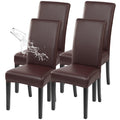Waterproof PU Leather Dining Chair Covers Set of 4, Stretch Oilproof  Chair Slipcovers Removable Washable Kitchen Chair Protector for Dining Room (Brown)