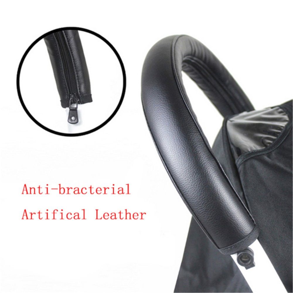 Leather Handle Sleeve Cover Compatible for ,Stroller Accessories,PU Sleeve Protect Case for  Armrest Bumper(Black)