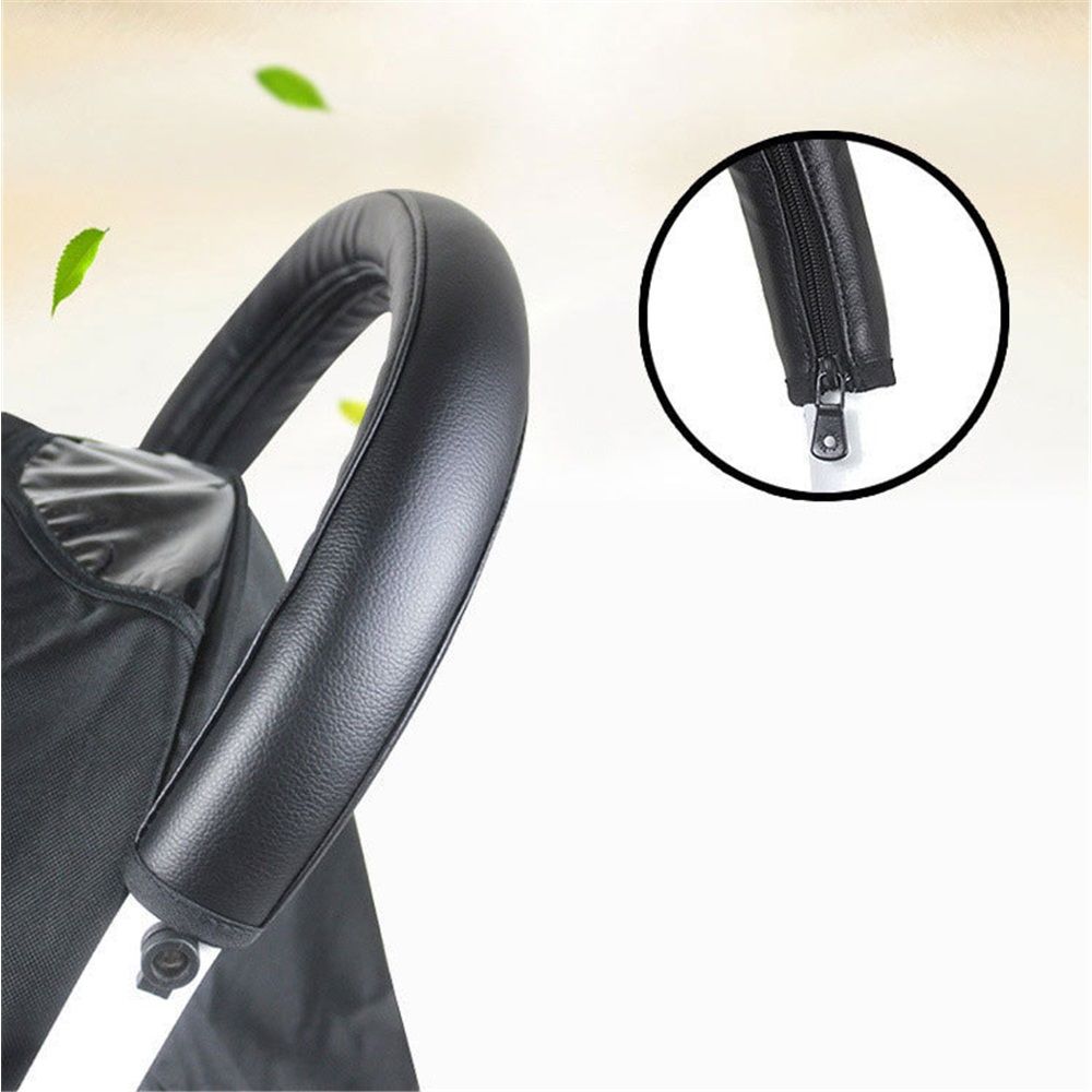 Leather Handle Sleeve Cover Compatible for ,Stroller Accessories,PU Sleeve Protect Case for  Armrest Bumper(Black)