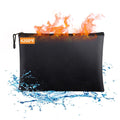 Fireproof Document Bags,Waterproof and Fireproof Money Bag with Aluminum Foil Lining,Fireproof Safe Storage Pouch with Zipper for Document and Cash，Black（20.5*13.5C）