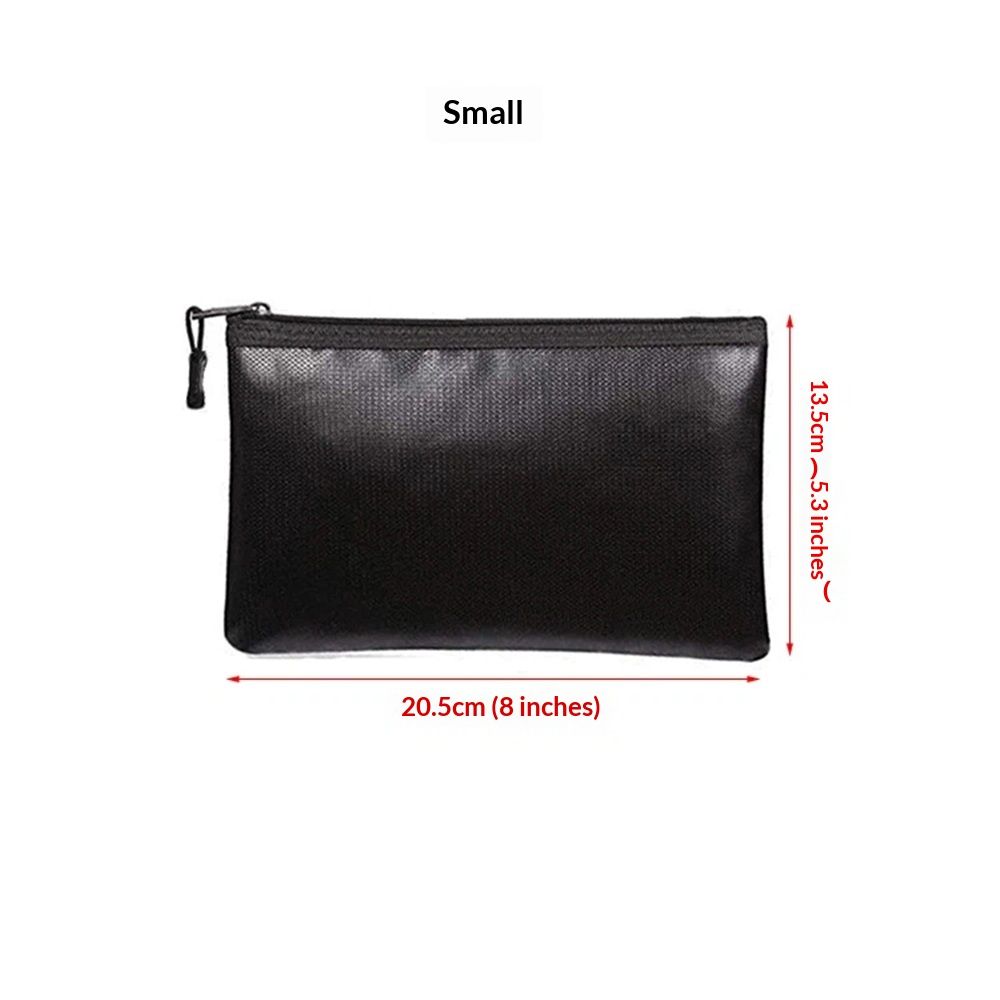 Fireproof Document Bags,Waterproof and Fireproof Money Bag with Aluminum Foil Lining,Fireproof Safe Storage Pouch with Zipper for Document and Cash，Black（20.5*13.5C）