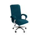 Velvet Plush Office Computer Chair Cover Ergonomic - Cat Proof Stretchable Protector for Mesh Office Desk Chair with Wheels and Armrest - dark green L: Chair cover+2 armrest covers