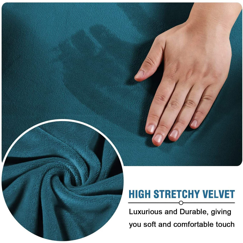 Velvet Plush Office Computer Chair Cover Ergonomic - Cat Proof Stretchable Protector for Mesh Office Desk Chair with Wheels and Armrest - dark green L: Chair cover+2 armrest covers