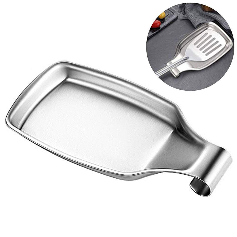 Spoon Rest for Stove Top, Large Stainless Steel Spoon Rest Heavy Duty Holder for Kitchen, Spatula Ladle, Brush and Other Cooking Utensils