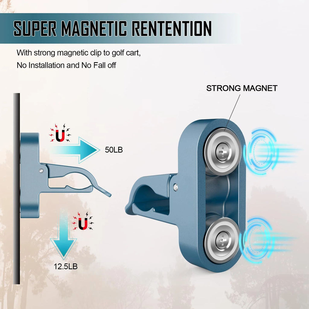 Magnetic Golf Holder Clip for Golf Cart Aluminum Alloy Stand Clip Hold 30-60 Rings Golf Gifts for Golfers