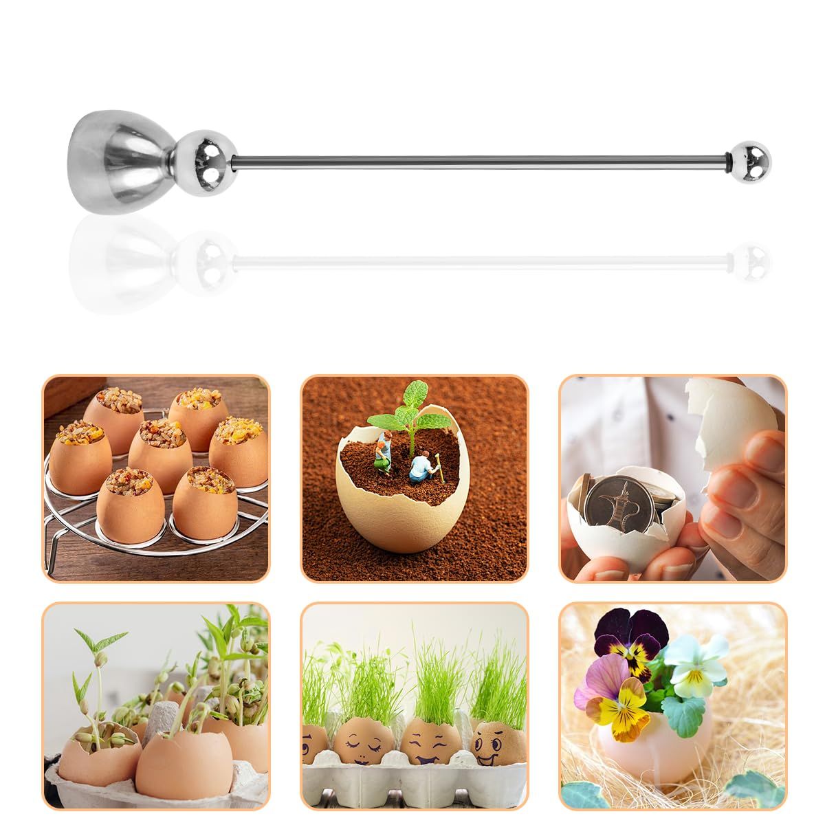 2pcs Egg Cracker Topper Cutter Stainless Steel Egg Shell Opener Separator Remover Egg Cracker Tool for Raw Eggs, Hard or Soft Boiled Eggs