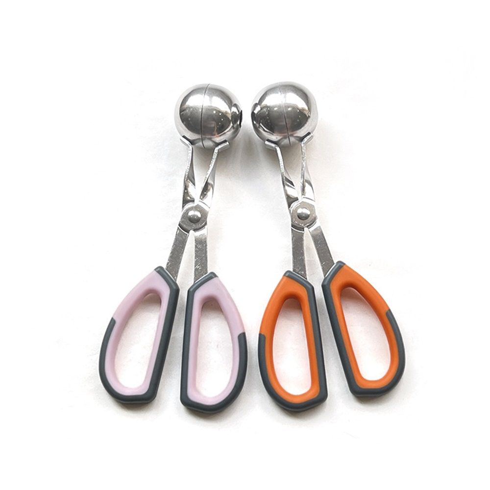 Meat Baller Tongs,Generic  Meatball Maker Scoops, Non-Stick, Stainless Steel , Anti-Slip Handles,2pcs Orange+Pink