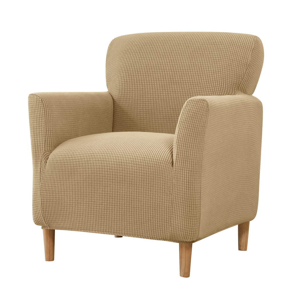 Armchair Slipcover 1-Piece Jacquard Accent Chair Covers with Arms Soft Waterproof Chair Slipcovers for Living Room Furniture Protector Office Reception Reading（khaki）