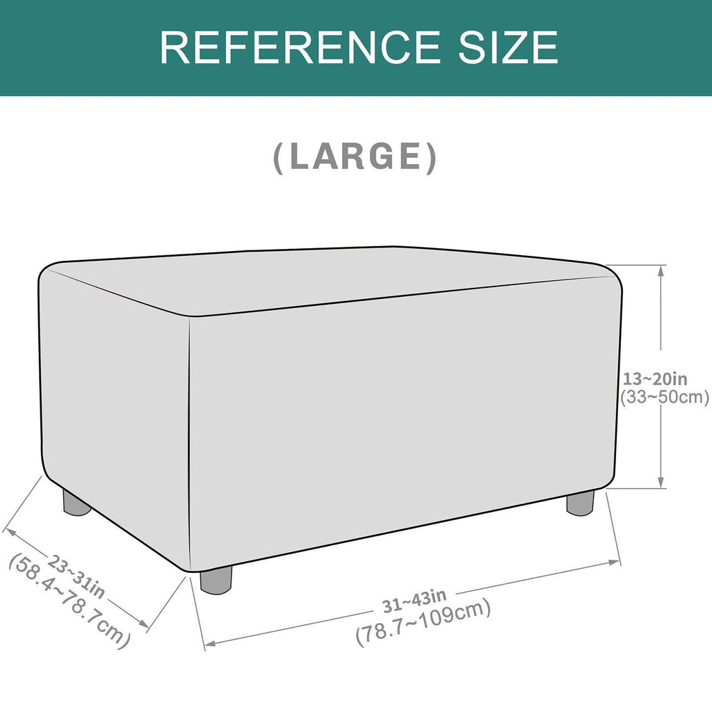 Rectangle Stretch Folding Storage Stool Protector Covers with Elastic Bottom for Living Room-(L, Camel)