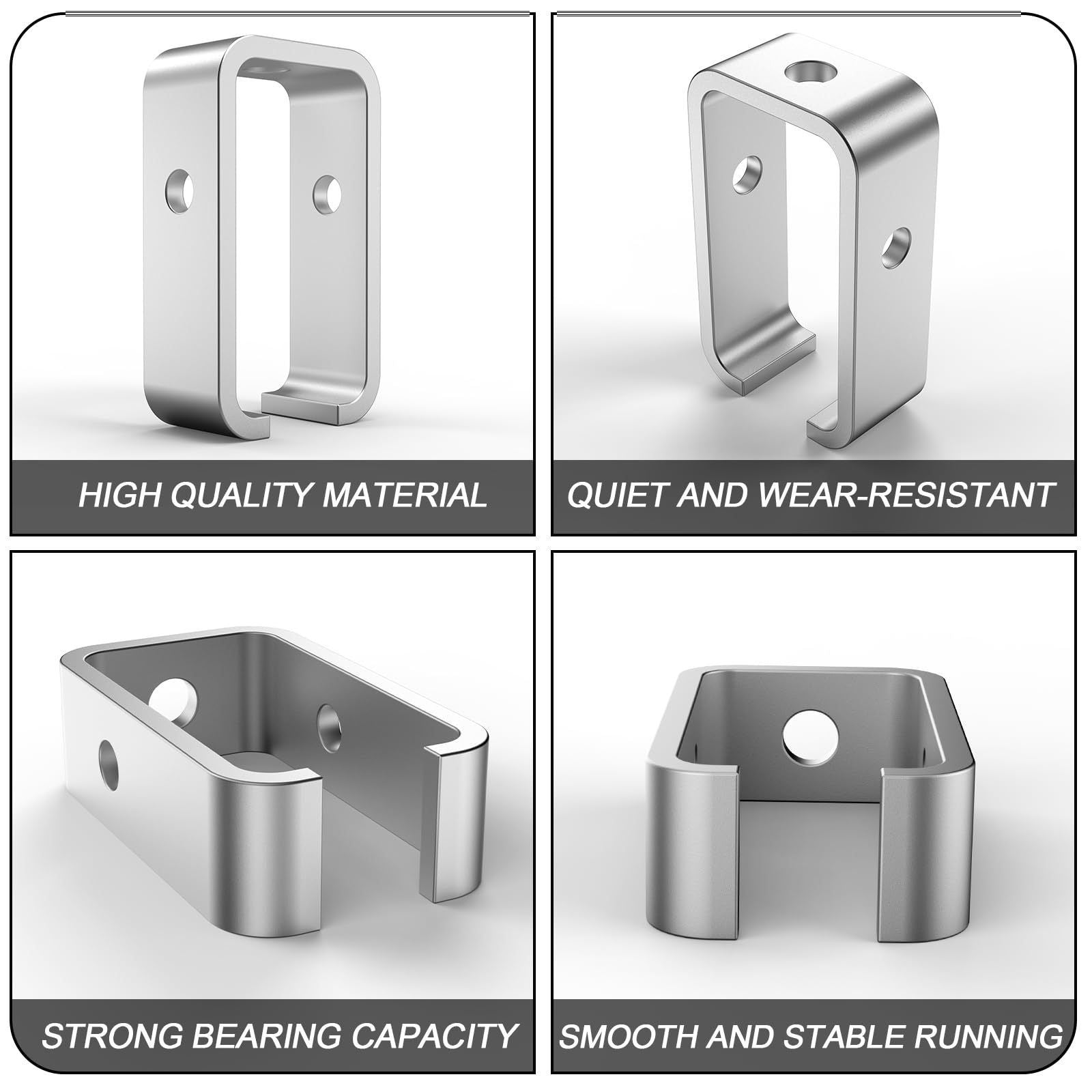 Stainless steel channel trolley track hanger support bracket 1-5/8 Intermediate Support Hange Bracket for All 1-5/8" Channel Trolley Track (2 Set)