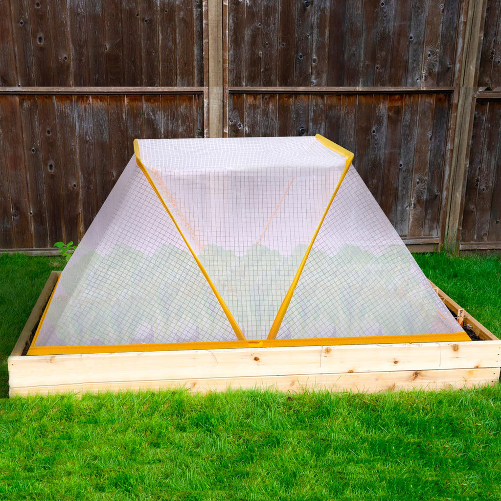 Foldable Raised Garden Beds Vegetable Rows Plant Protector, Plant Net Cage Guard Greenhouse Cover for Protecting Vegetable Fruit from Animals（white 49*38*22cm）