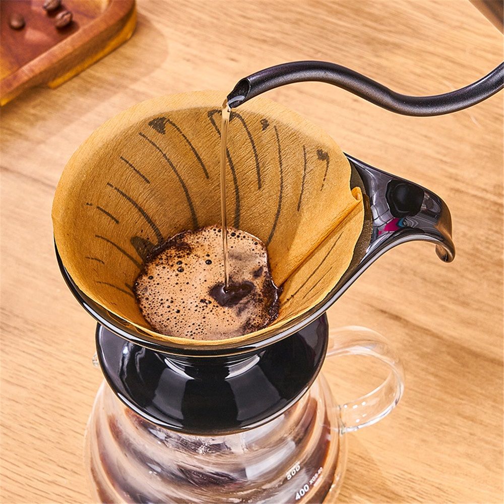 Pour Over Coffee Maker, Single Cup Coffee Dripper, Manual Porcelain Slow Brewing Accessories for Travel, Camping, Office, Home, Cafe, Coffee Gifts (Black)