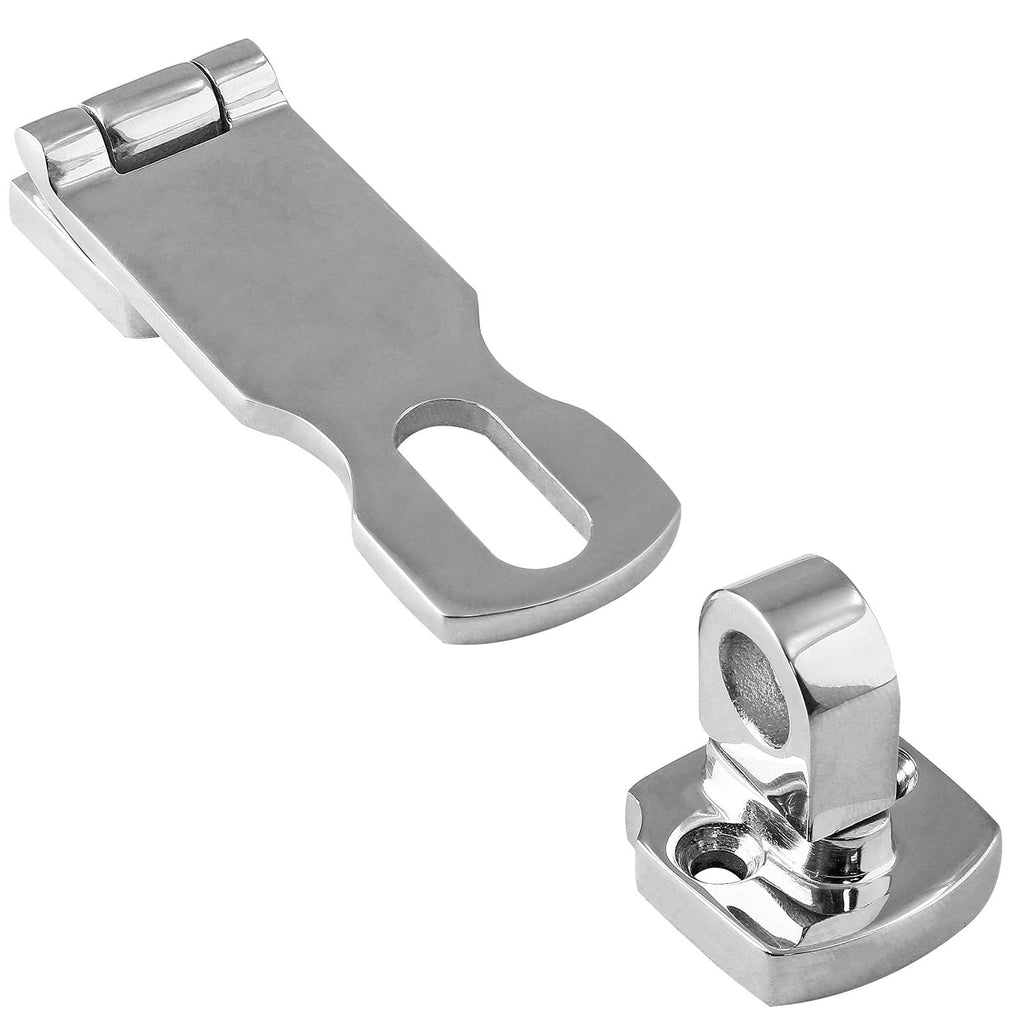 2pcs Marine Grade Stainless Steel Heavy Duty Door Hasp with Turning Padlock Eye Mount Stainless Steel 316 Heavy Duty Door Hasp with Turning Padlock Eye Mount